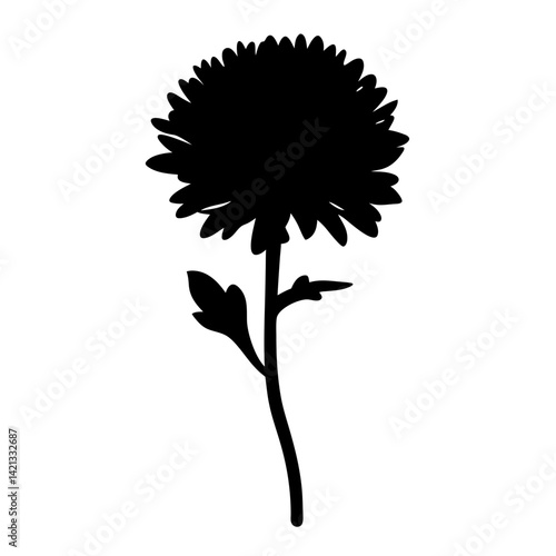 aster flower minimalist silhouette vector - for nature graphic design projects aster, plant flower modern artwork.