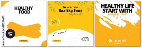 Vibrant Healthy Food Promo Set: Offer Discounts and Contact Information
