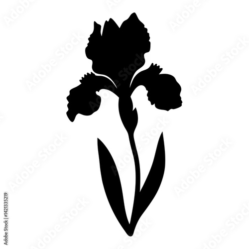 iris flower minimalist silhouette vector - for nature graphic design projects iris, plant flower modern artwork.