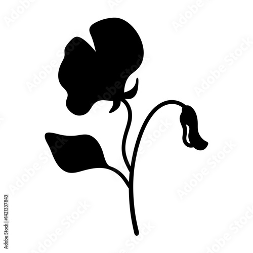 sweet pea flower minimalist silhouette vector - for nature graphic design projects sweet pea, plant flower modern artwork.