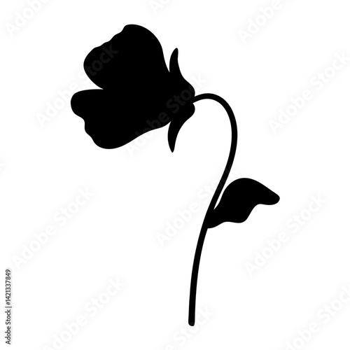 sweet pea flower minimalist silhouette vector - for nature graphic design projects sweet pea, plant flower modern artwork.