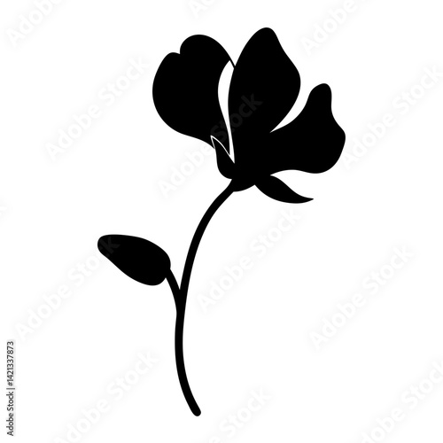 sweet pea flower minimalist silhouette vector - for nature graphic design projects sweet pea, plant flower modern artwork.