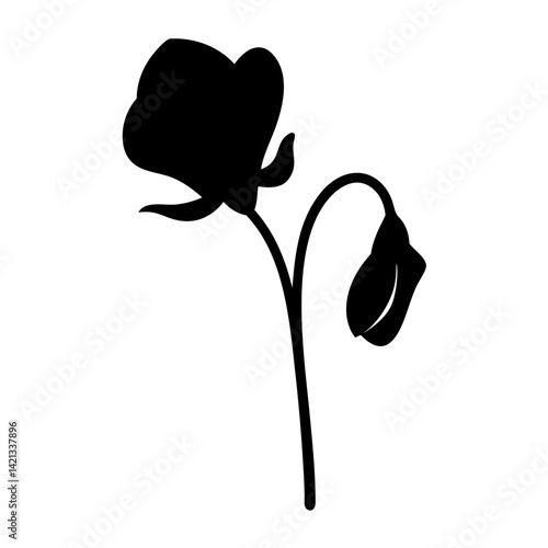 sweet pea flower minimalist silhouette vector - for nature graphic design projects sweet pea, plant flower modern artwork.