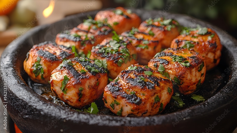Tasty Chicken Skewers Grilled BBQ Flavorful Herbs Spices Image Tasty Chicken Skewers Grilled BBQ Flavorful Herbs Spices Image