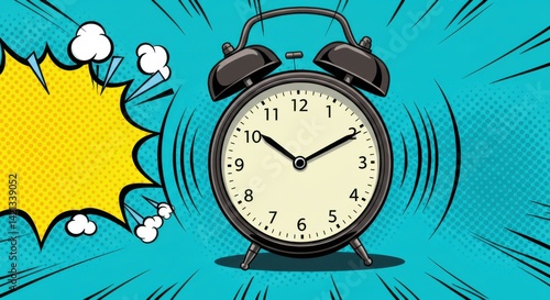 Pop Art Alarm Clock with Comic Motion Lines