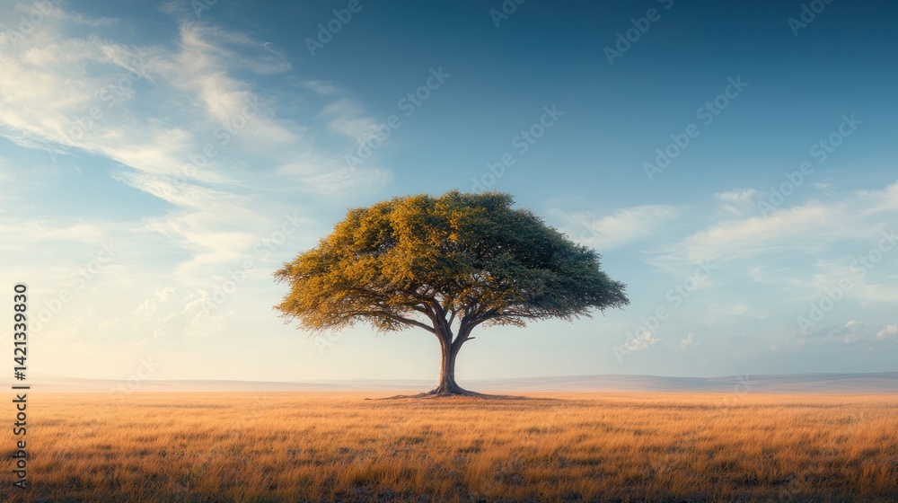 Fototapeta premium Solitary tree in golden field