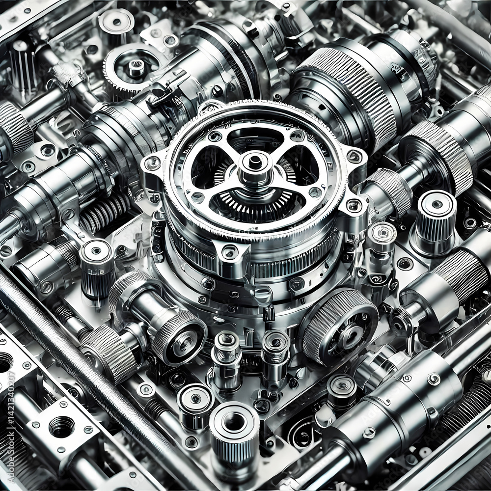 Naklejka premium engine of the engine. close up of a car