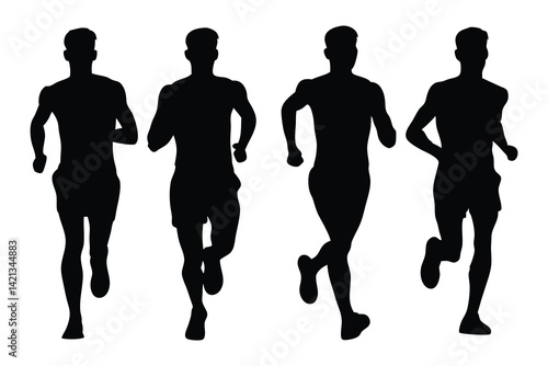 Man relay run sport silhouettes set isolated flat vector illustration on white background.