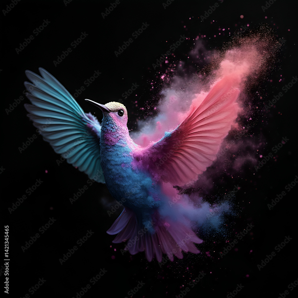 Obraz premium Abstract colorful hummingbird poster. wallpaper art.