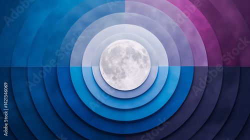 Ethereal Moon Overlapping Concentric Circles - Abstract Lunar Art