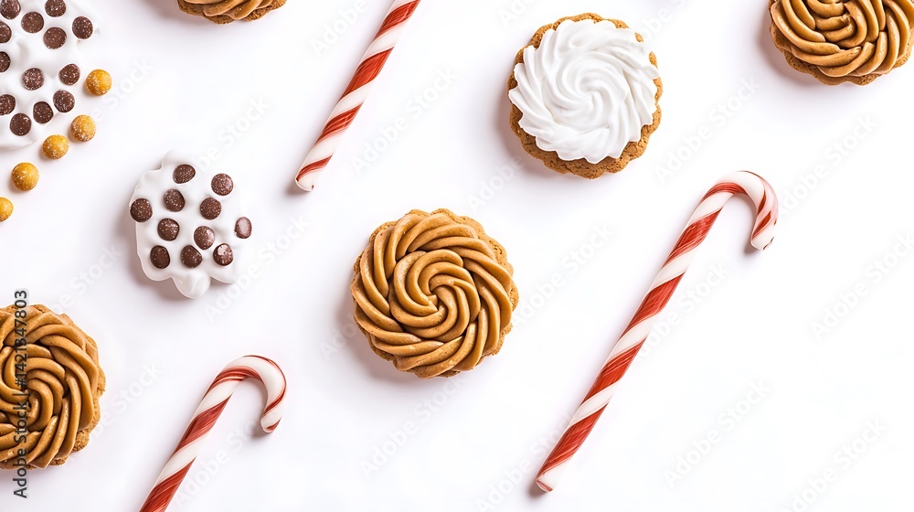 Obraz premium Festive treats laid out on a white surface, perfect for a sweet celebration