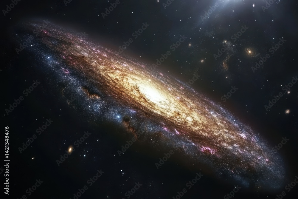 Fototapeta premium Beautiful spiral galaxy captured in deep space showcasing vibrant colors and star clusters