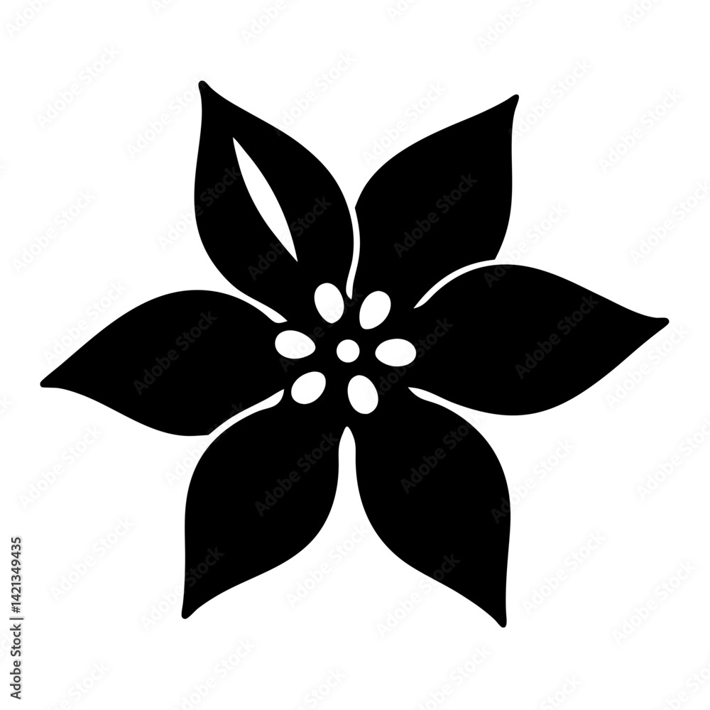 Naklejka premium poinsettia flower minimalist silhouette vector - for nature graphic design projects poinsettia, plant flower modern artwork.