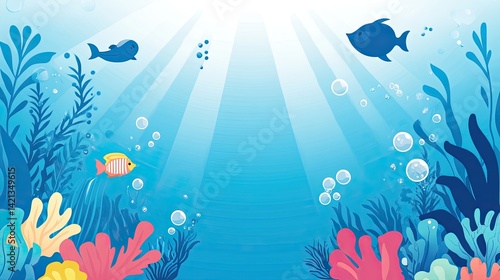 Underwater Paradise: Vibrant Marine Life and Sunbeams Illuminating a Colorful Coral Reef