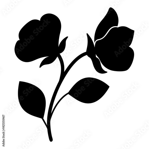 sweet pea flower minimalist silhouette vector - for nature graphic design projects sweet pea, plant flower modern artwork.