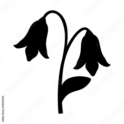 virginia bluebells flower minimalist silhouette vector - for nature graphic design projects virginia bluebells, plant flower modern artwork.