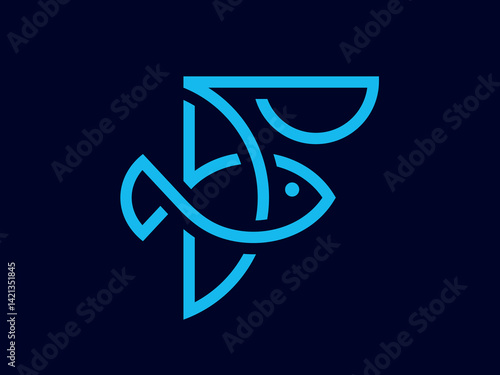 This is a stylized letter F that has the shape of a fish integrated into it.