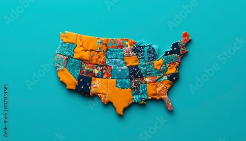 USA map made of patchwork fabrics