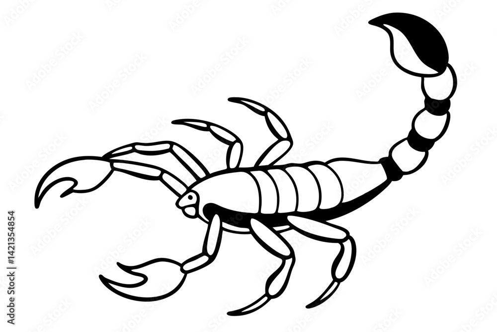 Fototapeta premium scorpion silhouette line art vector illustration with a white background