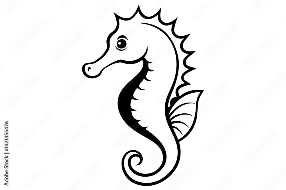 seahorse silhouette line art vector illustration with a white background seahorse silhouette line art vector illustration with a white background