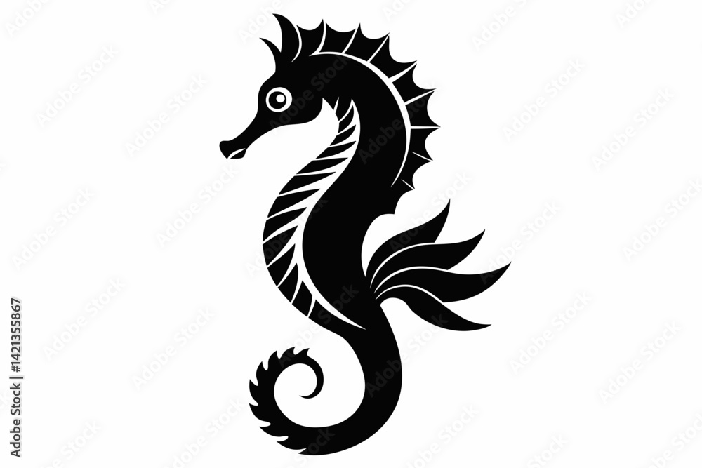 seahorse silhouette line art vector illustration with a white background seahorse silhouette line art vector illustration with a white background