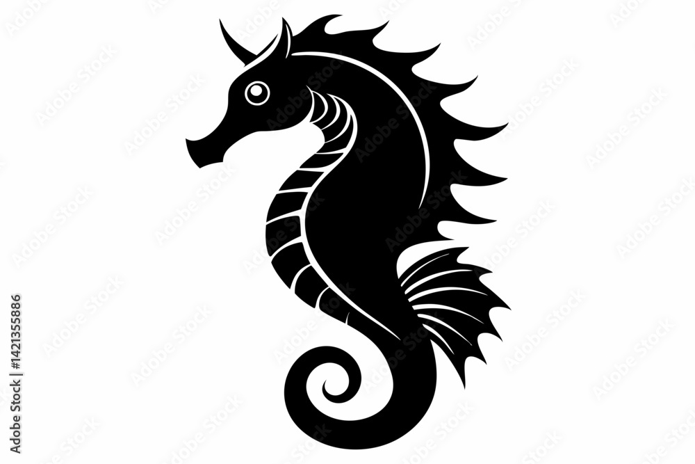 seahorse silhouette line art vector illustration with a white background seahorse silhouette line art vector illustration with a white background