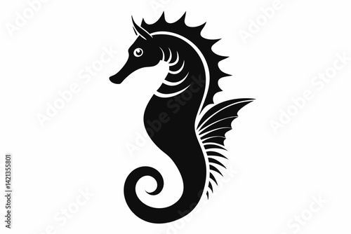 Wallpaper Mural seahorse silhouette line art vector illustration with a white background Torontodigital.ca