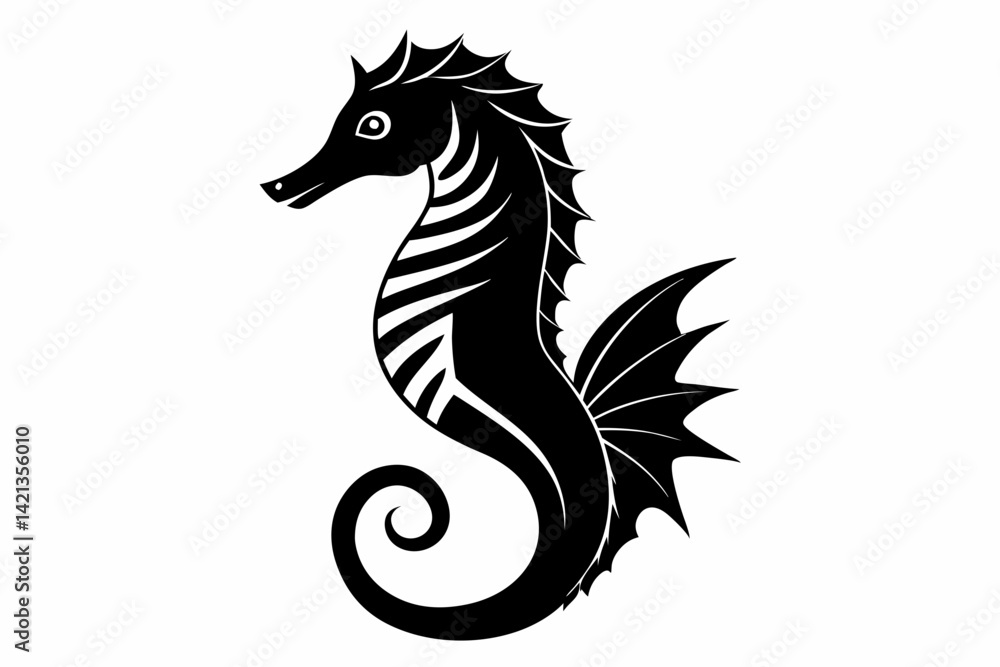 seahorse silhouette line art vector illustration with a white background seahorse silhouette line art vector illustration with a white background