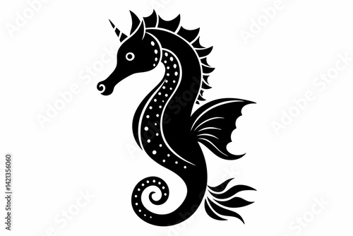 Wallpaper Mural seahorse silhouette line art vector illustration with a white background Torontodigital.ca