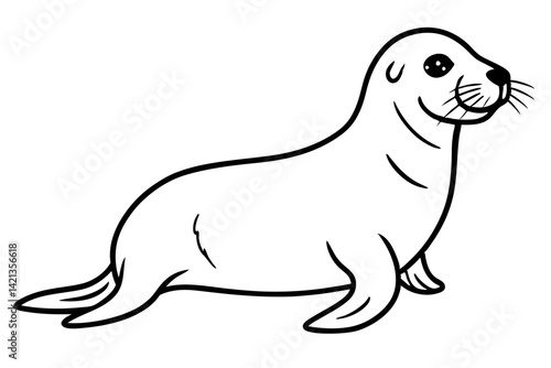 seal silhouette line art vector illustration with a white background
