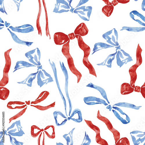 Seamless pattern of ribbon hand drawn watercolor painted. You can change color background from eps file