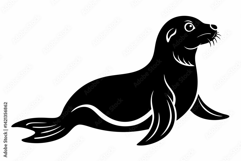 seal silhouette line art vector illustration with a white background seal silhouette line art vector illustration with a white background