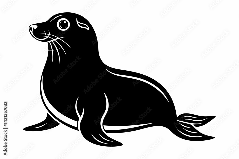 seal silhouette line art vector illustration with a white background seal silhouette line art vector illustration with a white background