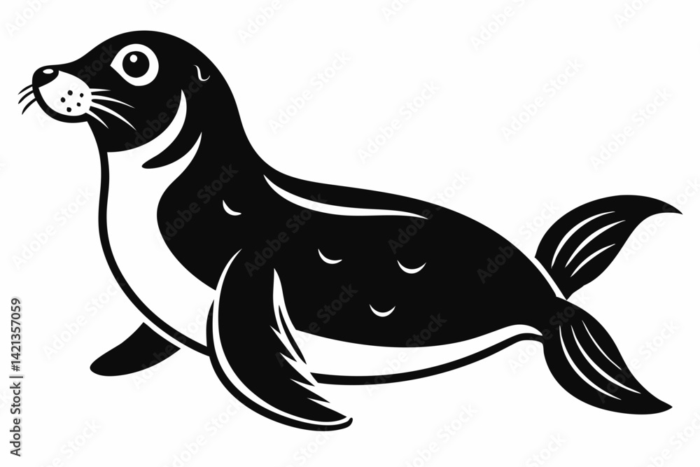 seal silhouette line art vector illustration with a white background seal silhouette line art vector illustration with a white background