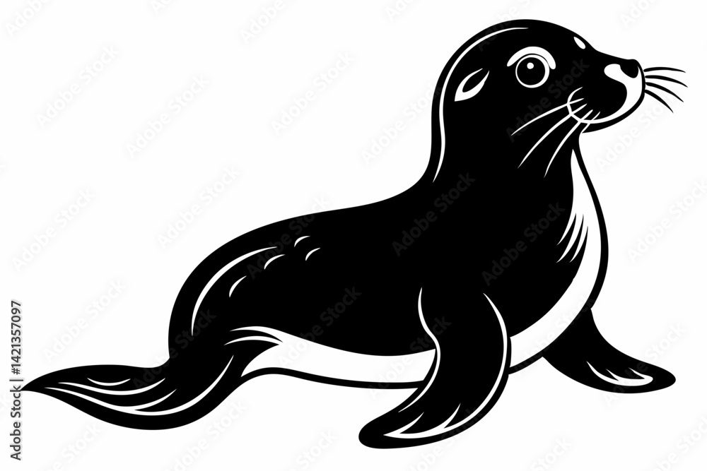 seal silhouette line art vector illustration with a white background seal silhouette line art vector illustration with a white background