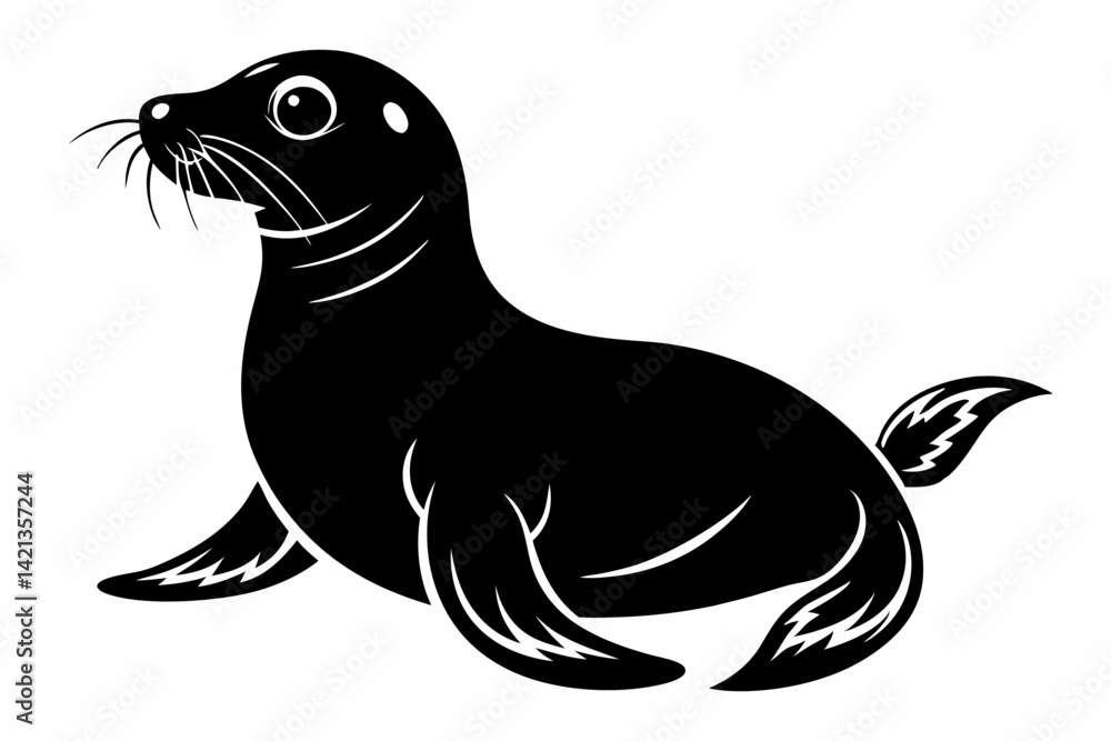 seal silhouette line art vector illustration with a white background seal silhouette line art vector illustration with a white background