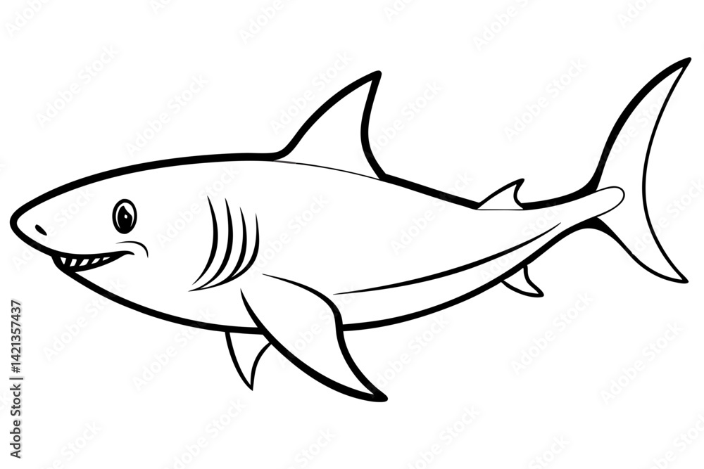 Obraz premium shark silhouette line art vector illustration with a white background