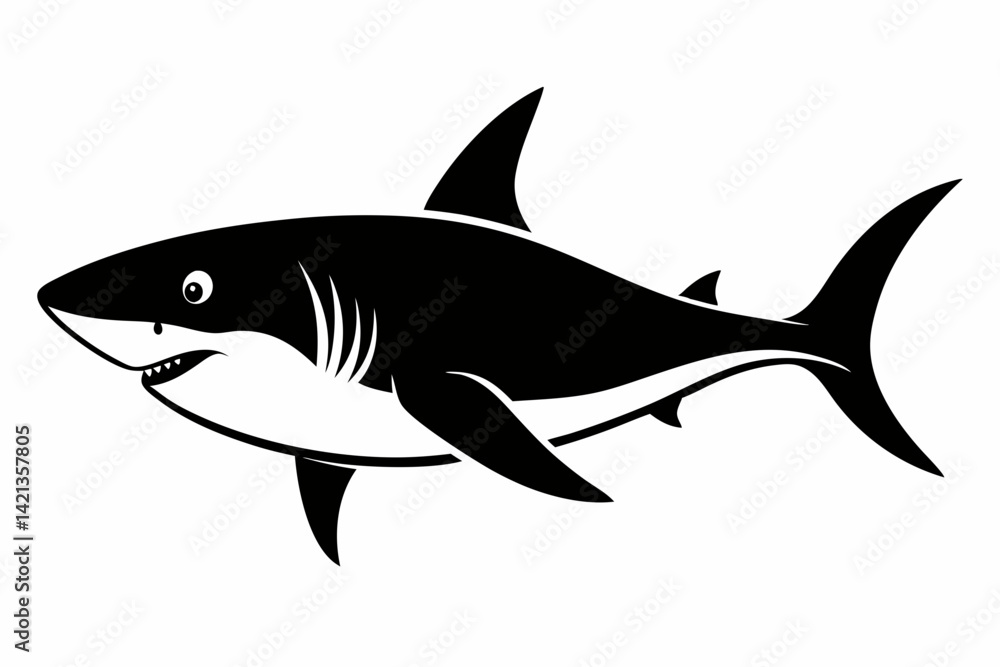 shark silhouette line art vector illustration with a white background shark silhouette line art vector illustration with a white background