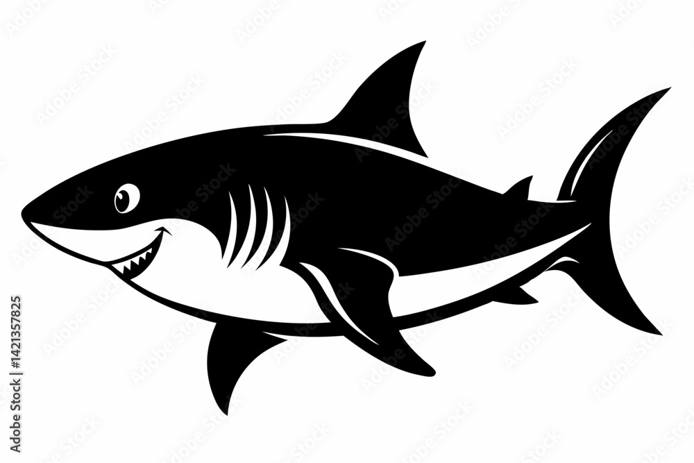 shark silhouette line art vector illustration with a white background shark silhouette line art vector illustration with a white background