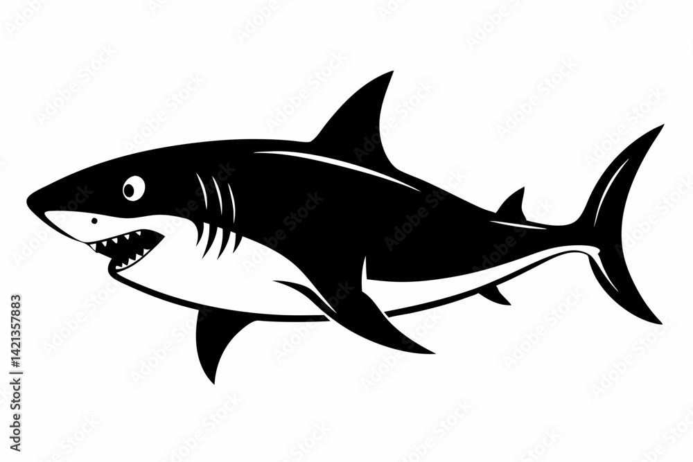 shark silhouette line art vector illustration with a white background shark silhouette line art vector illustration with a white background