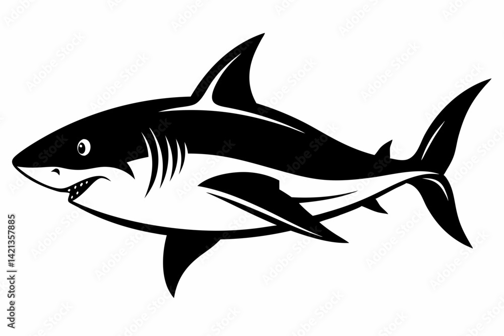 shark silhouette line art vector illustration with a white background shark silhouette line art vector illustration with a white background