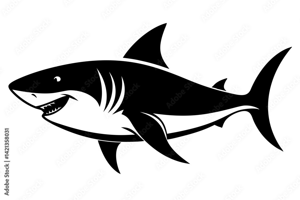 shark silhouette line art vector illustration with a white background shark silhouette line art vector illustration with a white background