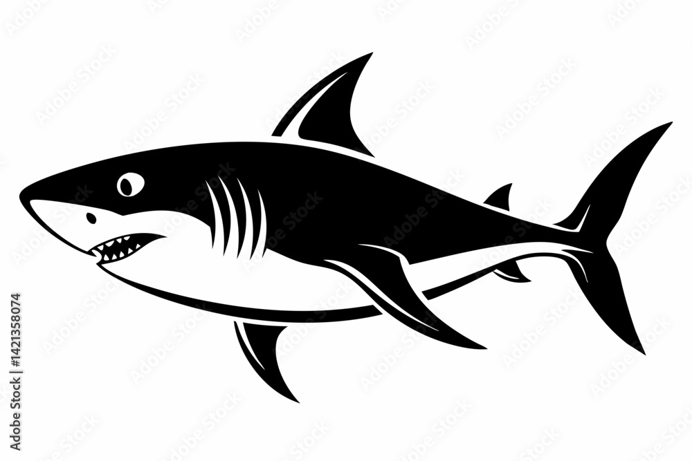 shark silhouette line art vector illustration with a white background shark silhouette line art vector illustration with a white background