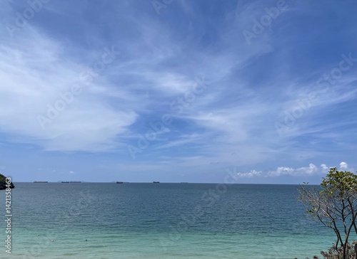 tropical beach with blue sky