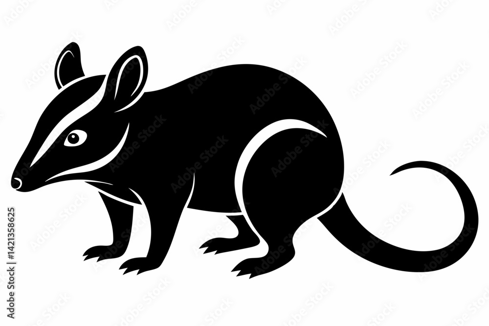 Obraz premium shrew silhouette line art vector illustration with a white background