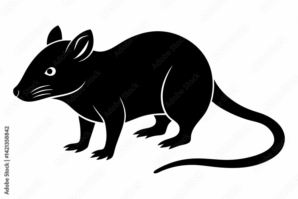 Obraz premium shrew silhouette line art vector illustration with a white background