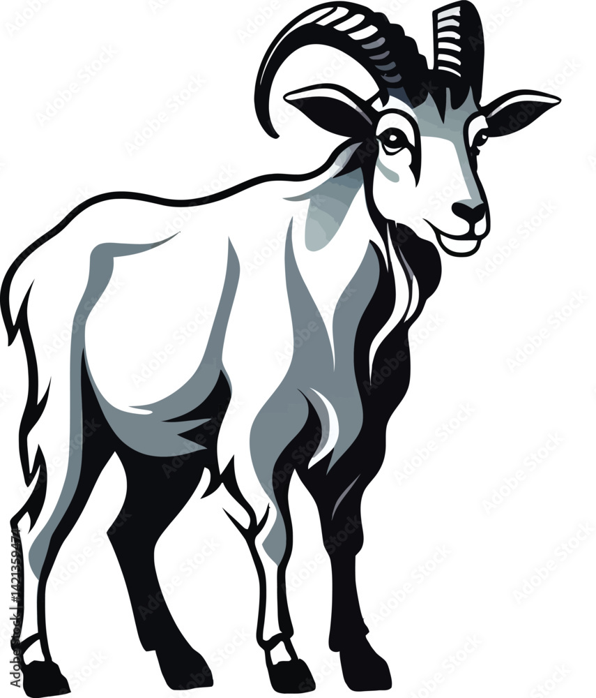 Fototapeta premium Cute cartoon a illustrator vector Mountain goat