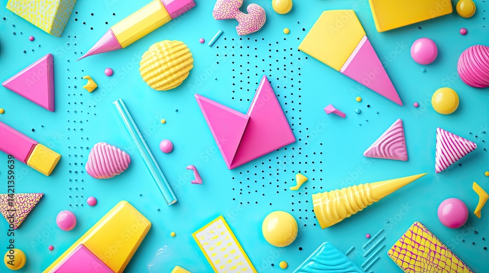 Vibrant Pastel Geometric Abstract 3D Shapes Colorful Background Design Vibrant Pastel Geometric Abstract 3D Shapes Colorful Background Design