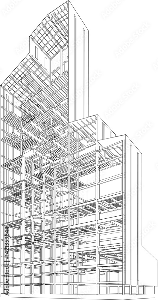 Fototapeta premium 3D illustration of building structure