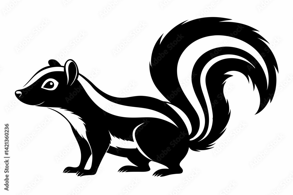 skunk silhouette line art vector illustration with a white background skunk silhouette line art vector illustration with a white background